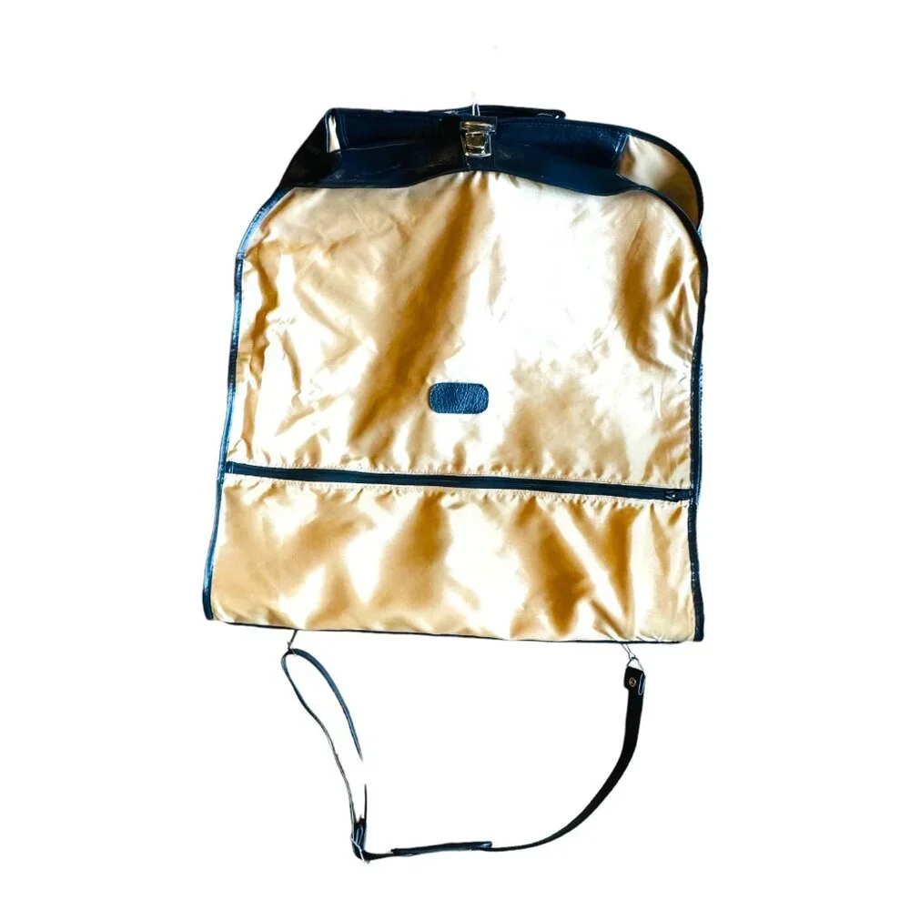 American Tourister Vintage Garment/Suit Bag Luggage Tan Nylon/Blue Faux Leather